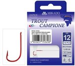 Mikado Trout Worm Hooks To Nylon RED 10pc